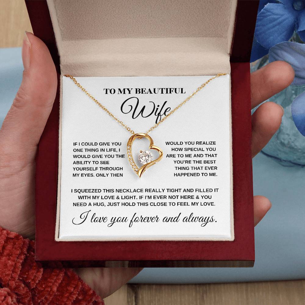 To My Beautiful Wife_Love Necklace_(White & Yellow Gold Variants)