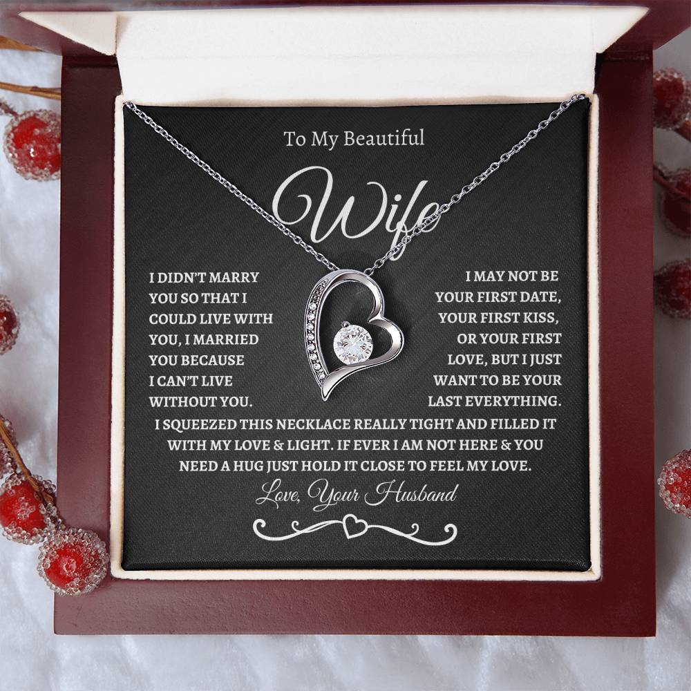 To My Beautiful Wife / Forever Love Necklace - BW