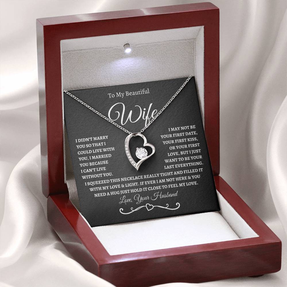 To My Beautiful Wife / Forever Love Necklace - BW