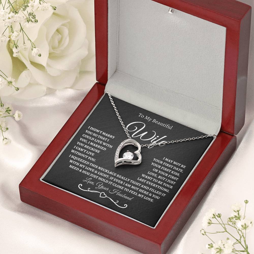 To My Beautiful Wife / Forever Love Necklace - BW
