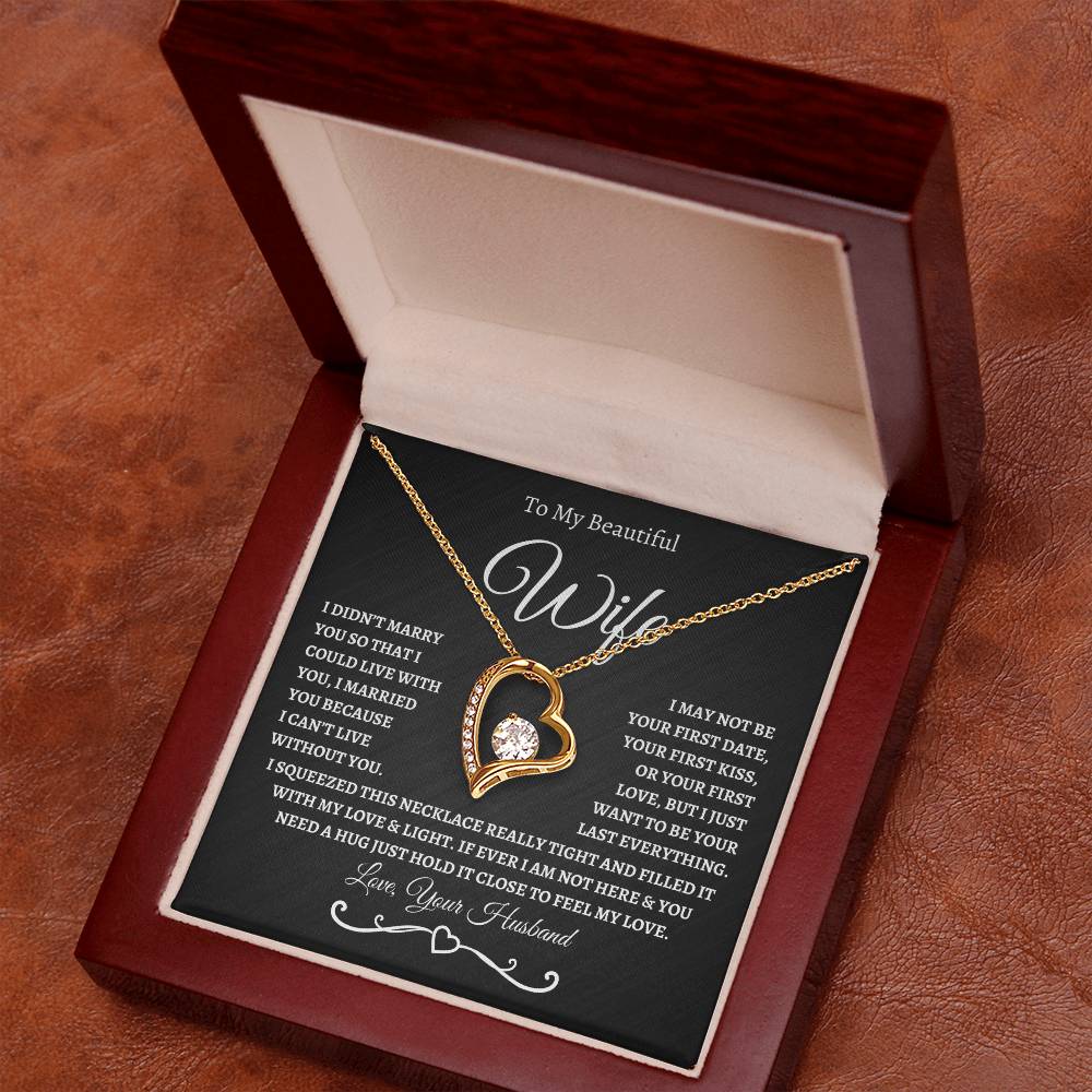 To My Beautiful Wife / Forever Love Necklace - BW