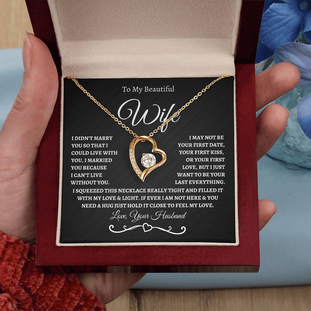 To My Beautiful Wife / Forever Love Necklace - BW