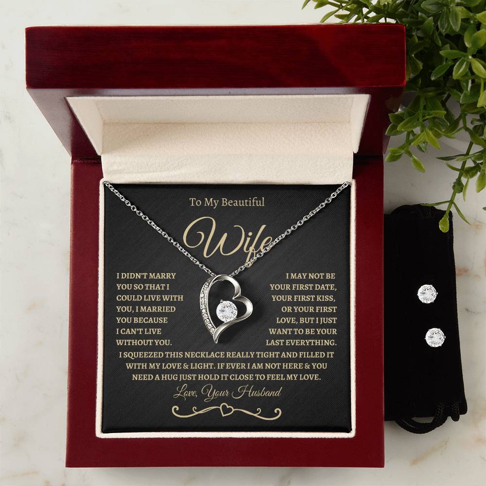 To My Beautiful Wife / Forever Knot Necklace - With Earring_BG
