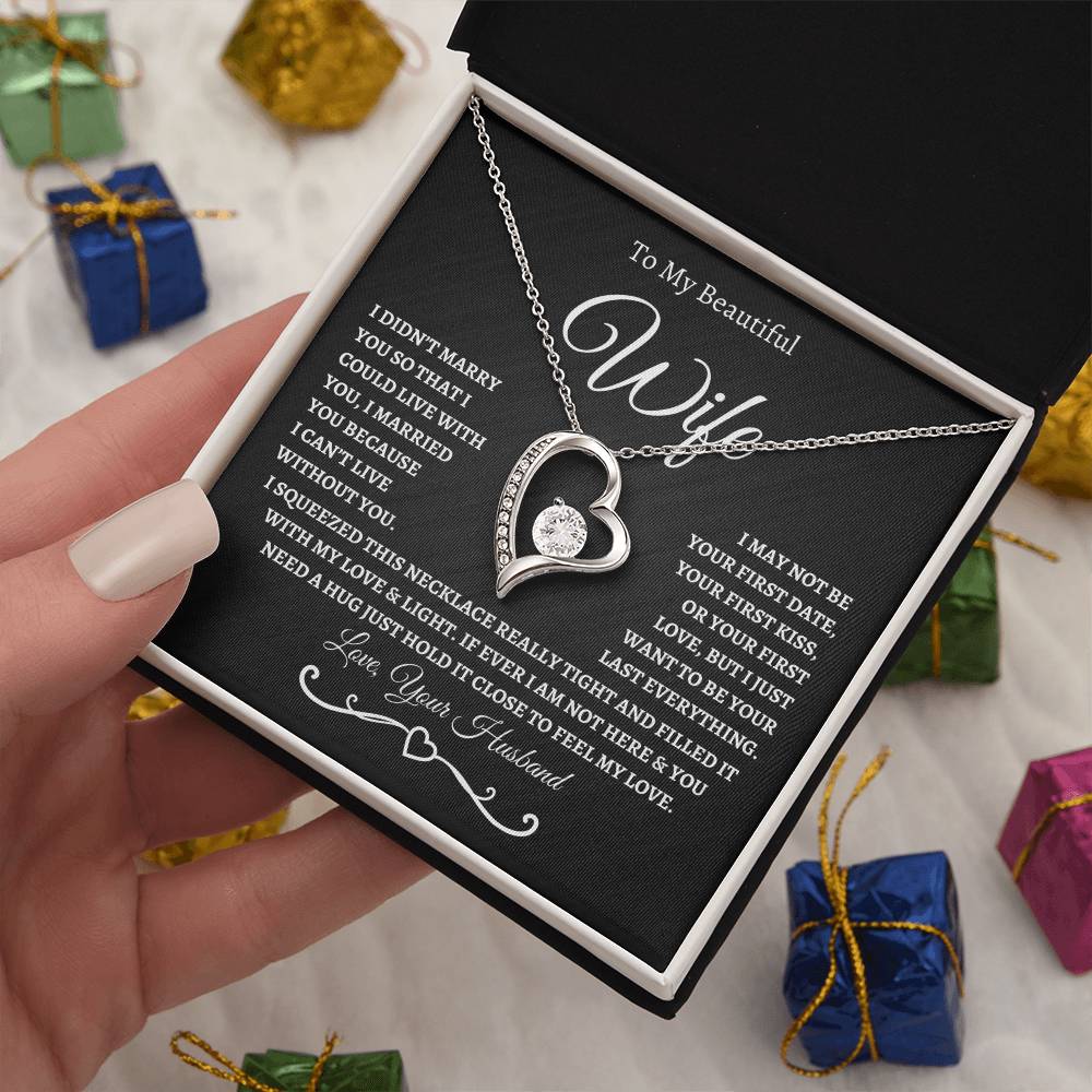 To My Beautiful Wife / Forever Love Necklace - BW
