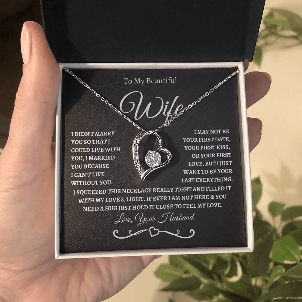 To My Beautiful Wife / Forever Love Necklace - BW