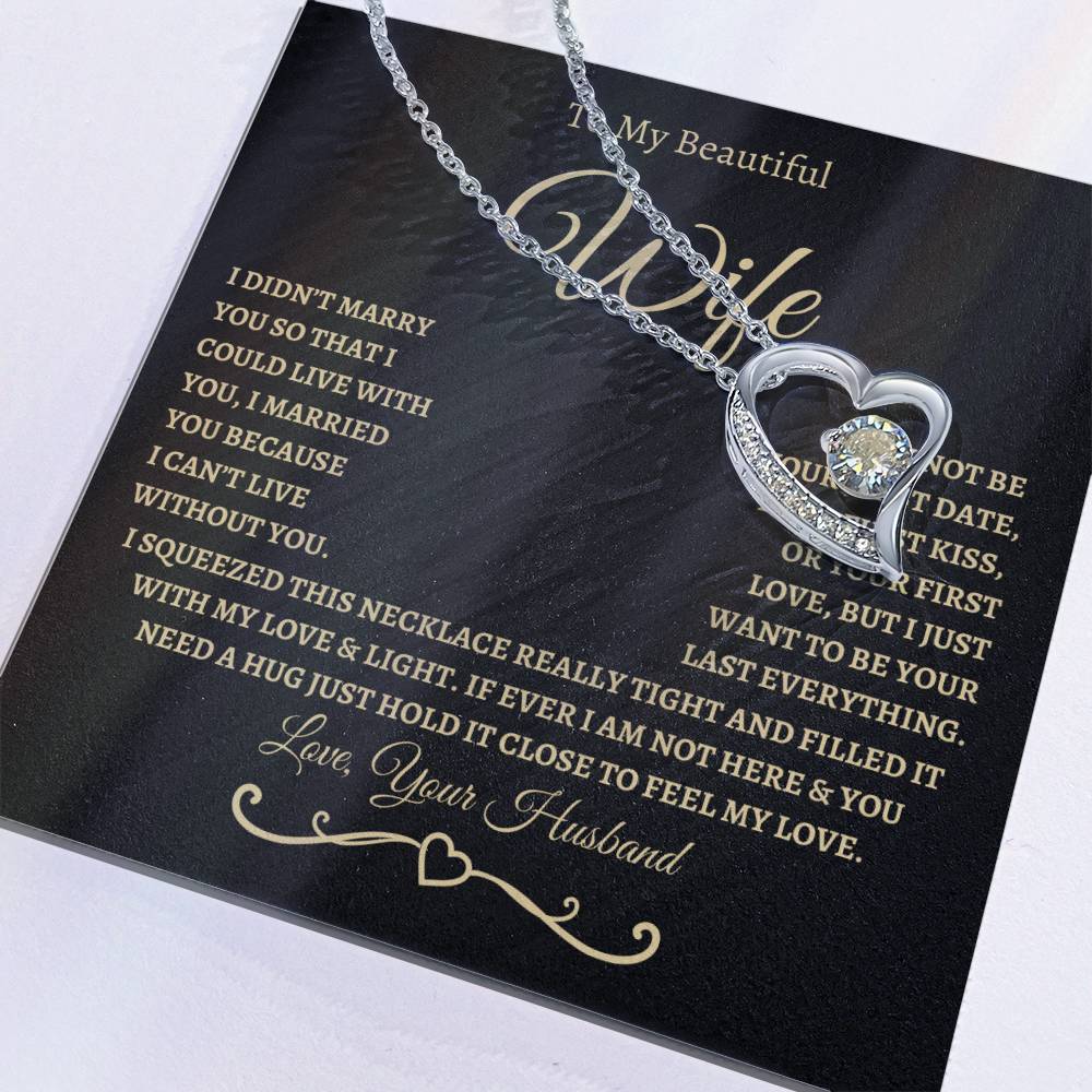 To My Beautiful Wife / Forever Love Necklace - BG