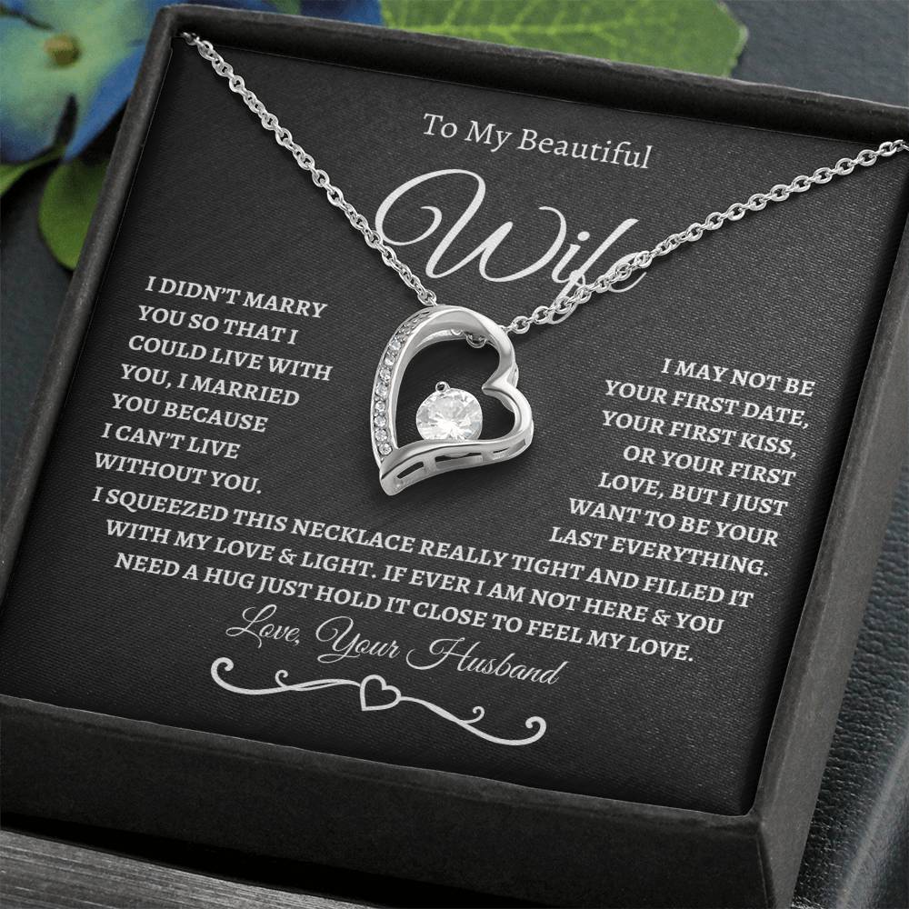 To My Beautiful Wife / Forever Love Necklace - BW