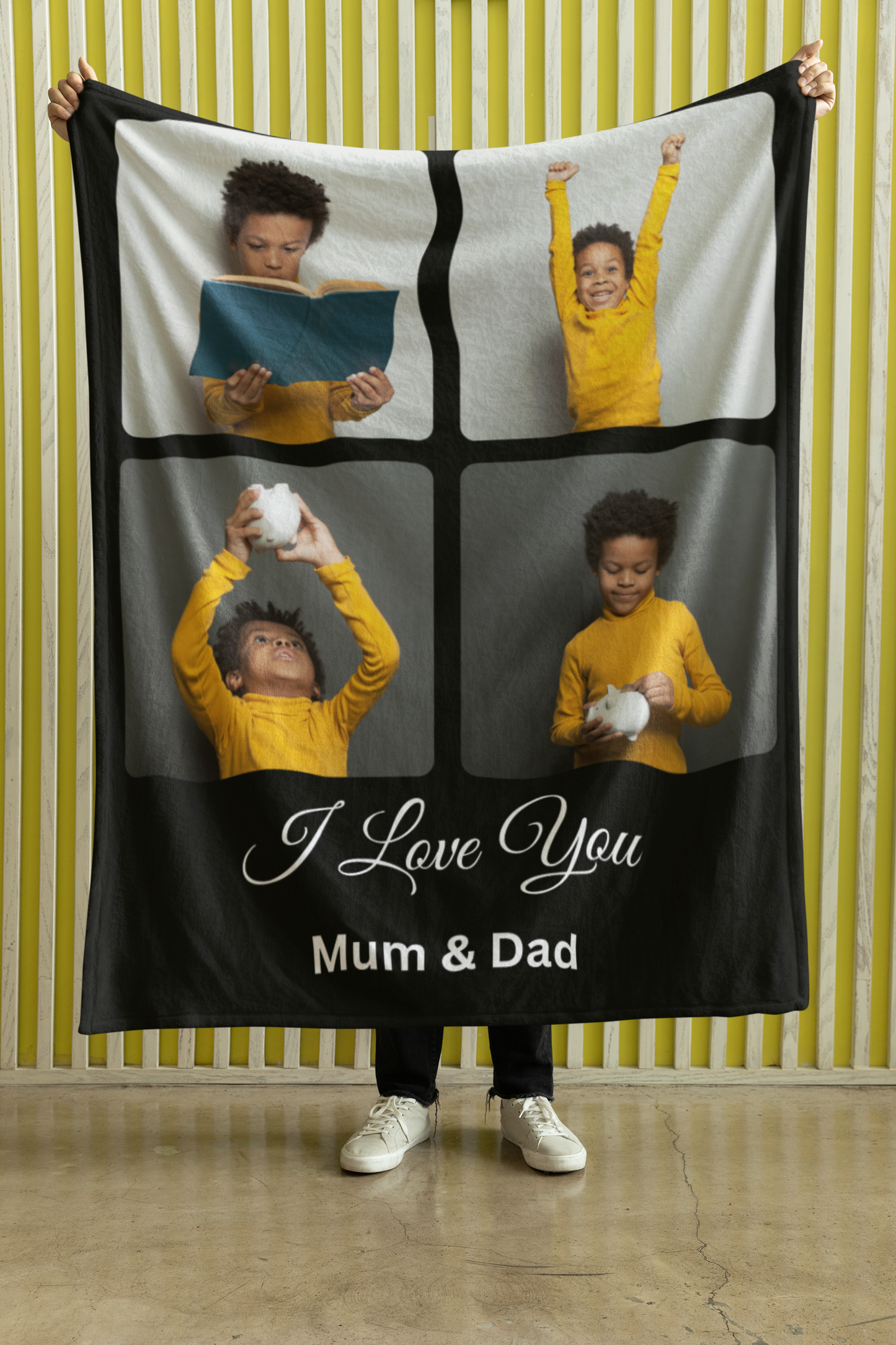 Personalized Photo and Name/Text Cozy Plush Fleece/Sherpa Blanket