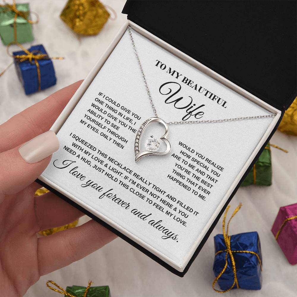 To My Beautiful Wife_Love Necklace_(White & Yellow Gold Variants)