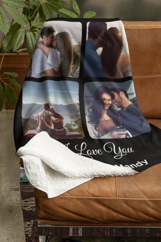 Personalized Photo and Name/Text Cozy Plush Fleece/Sherpa Blanket